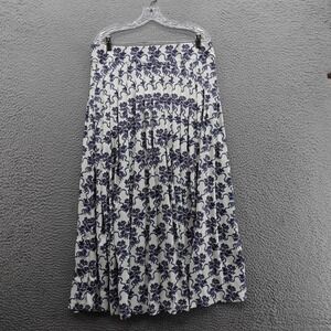 Smith and Quinn Women Lennox Ribbon Bouquet Pleated Maxi Skirt XL Ivory Blue NEW